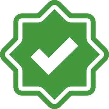Check mark tick verification icon symbol vector. Certified checkmark badge. Stock Illustration