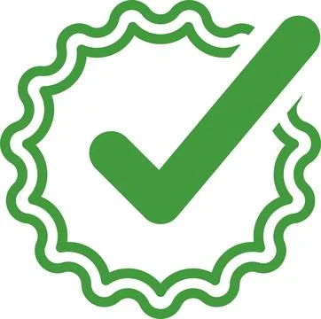 Check mark tick verification icon symbol vector. Certified checkmark badge. Stock Illustration