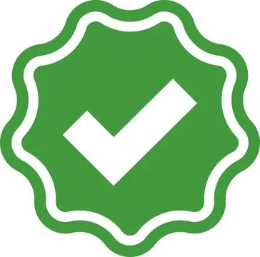 Check mark tick verification icon symbol vector. Certified checkmark badge. Stock Illustration