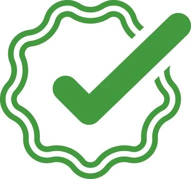 Check mark tick verification icon symbol vector. Certified checkmark badge. Stock Illustration