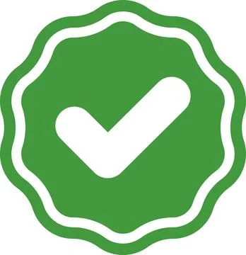 Check mark tick verification icon symbol vector. Certified checkmark badge. Stock Illustration