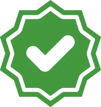 Check mark tick verification icon symbol vector. Certified checkmark badge. Stock Illustration