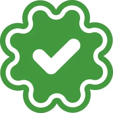 Check mark tick verification icon symbol vector. Certified checkmark badge. Stock Illustration