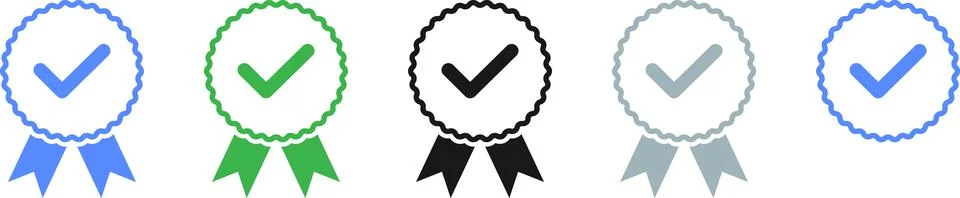 Check mark tick verification icon symbol vector. Verified check mark badge Stock Illustration