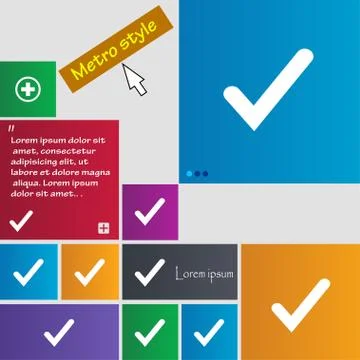 Check mark, tik icon sign. Metro style buttons. Modern interface website butt Illustrazione stock