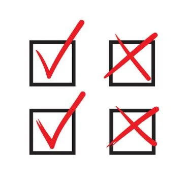 Check mark vector hand drawn icon, wrong mark, sketch check mark, black on wh Stock Illustration