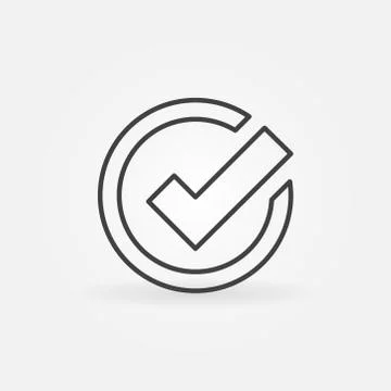 Check mark vector icon in thin line style Stock Illustration