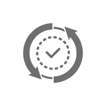 Check mark verified, checklist button, tick grey icon. Stock Illustration