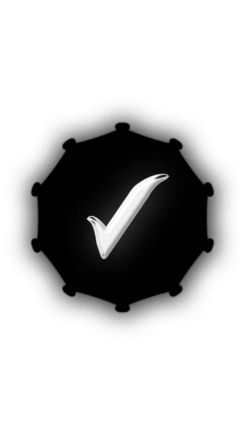 Check mark vertical video with octagonal badge and clean glow for approval .. 動画素材 344860063