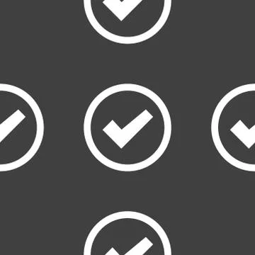 Check mark web icon. flat design. Seamless pattern. 스톡 일러스트