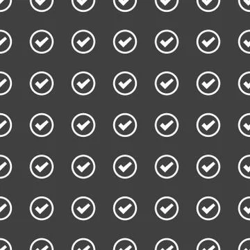 Check mark web icon. flat design. Seamless pattern. Stock Illustration