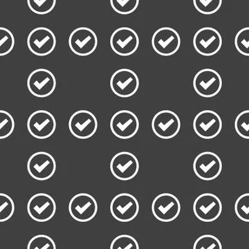 Check mark web icon. flat design. Seamless pattern. Stock Illustration