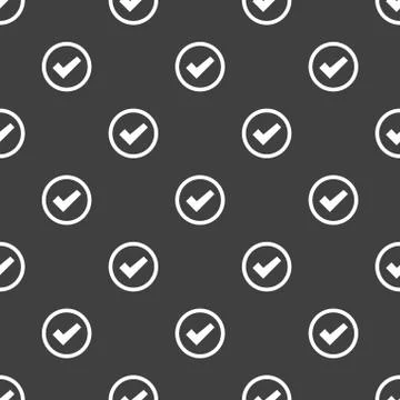 Check mark web icon. flat design. Seamless pattern. Illustrazione stock