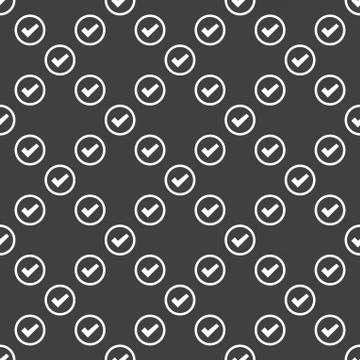 Check mark web icon. flat design. Seamless pattern. Illustrazione stock