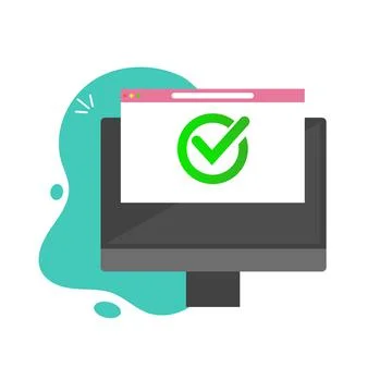 Check mark on the website screen of a candy bar or PC Stock Illustration