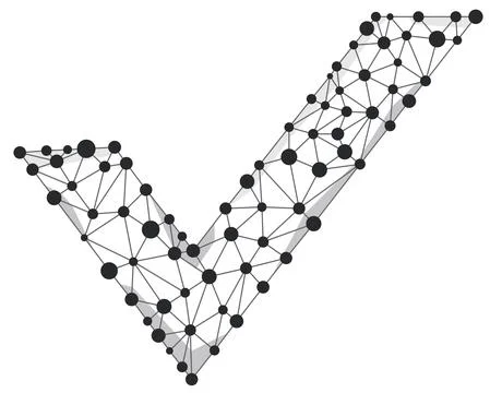 Check mark wireframe digital technology vector icon. Stock Illustration