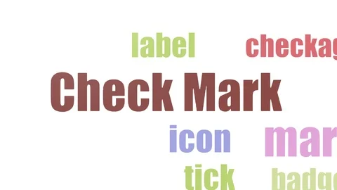 Check Mark Wordcloud Animated On White Background Video stock 107239356