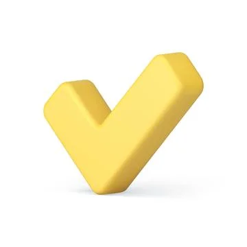 Check mark yellow tick done select option button isometric 3d icon realisti.. Stock Illustration