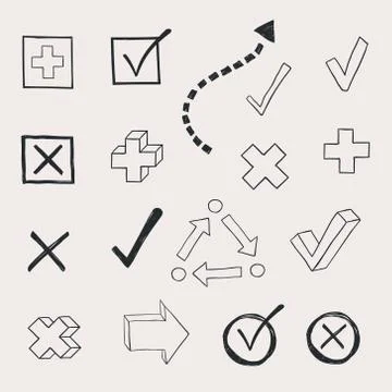 Check marks and check boxes drawn Stock Illustration