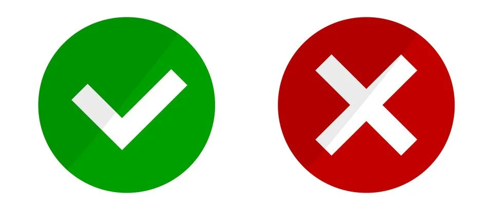 Check marks and cross marks. Success and failure icons. Stock Illustration