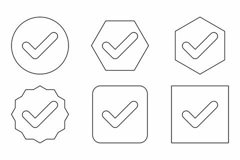 Check marks Icon Set, Tick marks, Accepted, Approved, Yes, Correct, Ok, Right Stock Illustration