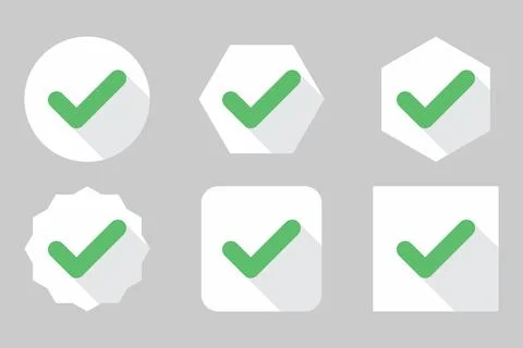 Check marks Icon Set, Tick marks, Accepted, Approved, Yes, Correct, Ok, Right Stock Illustration