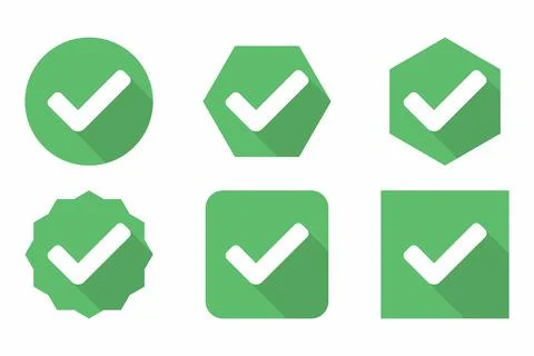 Check marks Icon Set, Tick marks, Accepted, Approved, Yes, Correct, Ok, Right Stock Illustration