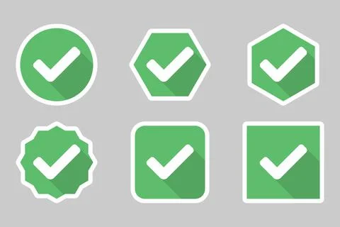Check marks Icon Set, Tick marks, Accepted, Approved, Yes, Correct, Ok, Right Stock Illustration