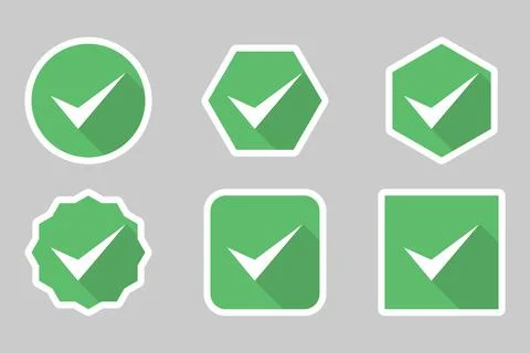 Check marks Icon Set, Tick marks, Accepted, Approved, Yes, Correct, Ok, Right Stock Illustration