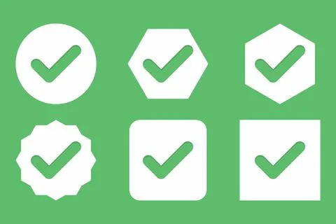 Check marks Icon Set, Tick marks, Accepted, Approved, Yes, Correct, Ok, Right Stock Illustration