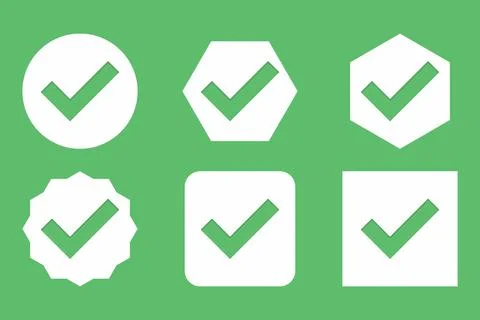 Check marks Icon Set, Tick marks, Accepted, Approved, Yes, Correct, Ok, Right Stock Illustration