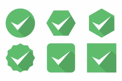 Check marks Icon Set, Tick marks, Accepted, Approved, Yes, Correct, Ok, Right Stock Illustration