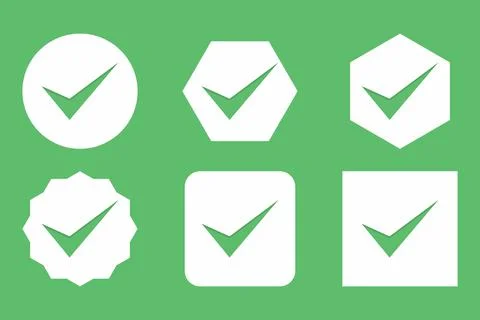Check marks Icon Set, Tick marks, Accepted, Approved, Yes, Correct, Ok, Right Stock Illustration