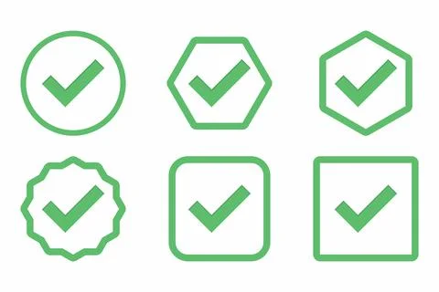 Check marks Icon Set, Tick marks, Accepted, Approved, Yes, Correct, Ok, Right Stock Illustration