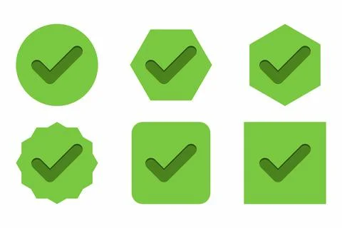 Check marks Icon Set, Tick marks, Accepted, Approved, Yes, Correct, Ok, Right Stock Illustration