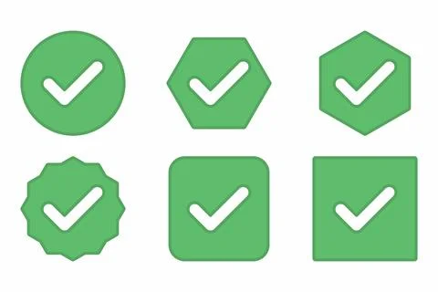 Check marks Icon Set, Tick marks, Accepted, Approved, Yes, Correct, Ok, Right Stock Illustration