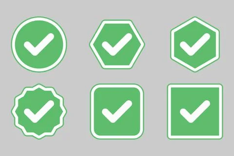 Check marks Icon Set, Tick marks, Accepted, Approved, Yes, Correct, Ok, Right Stock Illustration