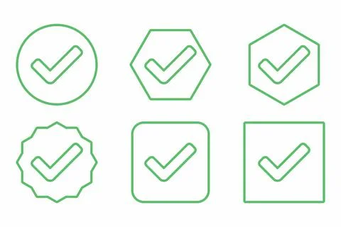 Check marks Icon Set, Tick marks, Accepted, Approved, Yes, Correct, Ok, Right Stock Illustration