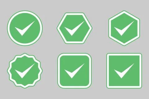Check marks Icon Set, Tick marks, Accepted, Approved, Yes, Correct, Ok, Right Stock Illustration