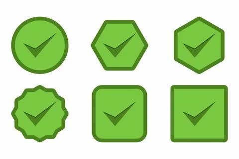 Check marks Icon Set, Tick marks, Accepted, Approved, Yes, Correct, Ok, Right Stock Illustration