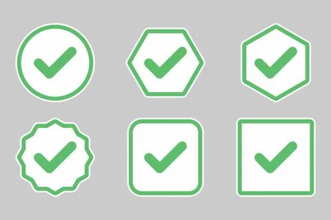 Check marks Icon Set, Tick marks, Accepted, Approved, Yes, Correct, Ok, Right Stock Illustration