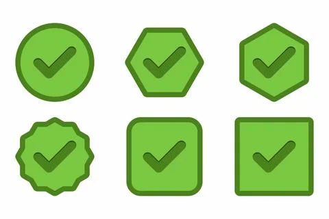 Check marks Icon Set, Tick marks, Accepted, Approved, Yes, Correct, Ok, Right Stock Illustration