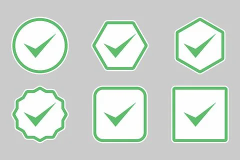 Check marks Icon Set, Tick marks, Accepted, Approved, Yes, Correct, Ok, Right Stock Illustration
