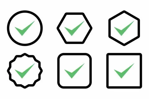 Check marks Icon Set, Tick marks, Accepted, Approved, Yes, Correct, Ok, Right Stock Illustration