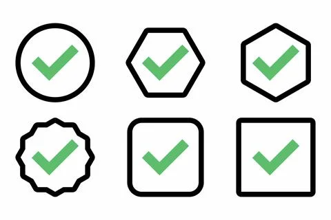 Check marks Icon Set, Tick marks, Accepted, Approved, Yes, Correct, Ok, Right Stock Illustration