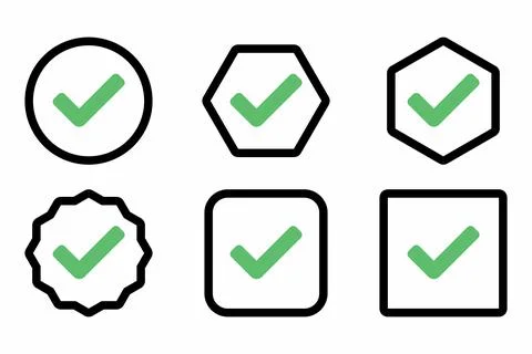 Check marks Icon Set, Tick marks, Accepted, Approved, Yes, Correct, Ok, Right Stock Illustration