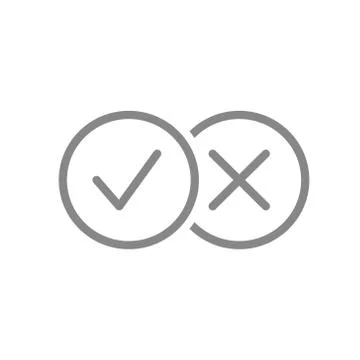 Check marks line icon. Tick and cross checkmarks, approved, rejected, correct Stock Illustration
