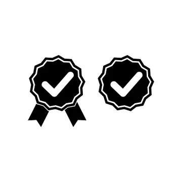 Check marks or top service, guarantee, warranty, approved icon in black or ti Stock Illustration