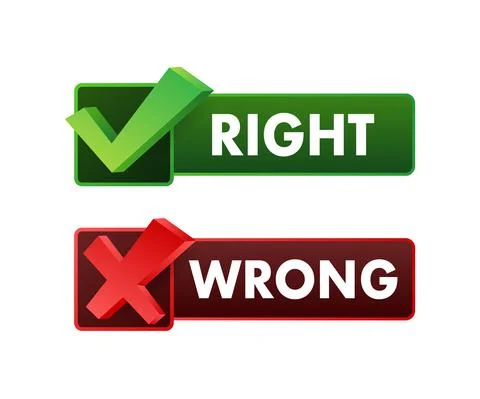 Check marks right, wrong yes and no, check mark icon symbol. Vector stock Stock Illustration