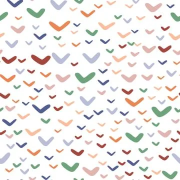Check marks seamless pattern isolated in white background. Simple doodle line Stock Illustration